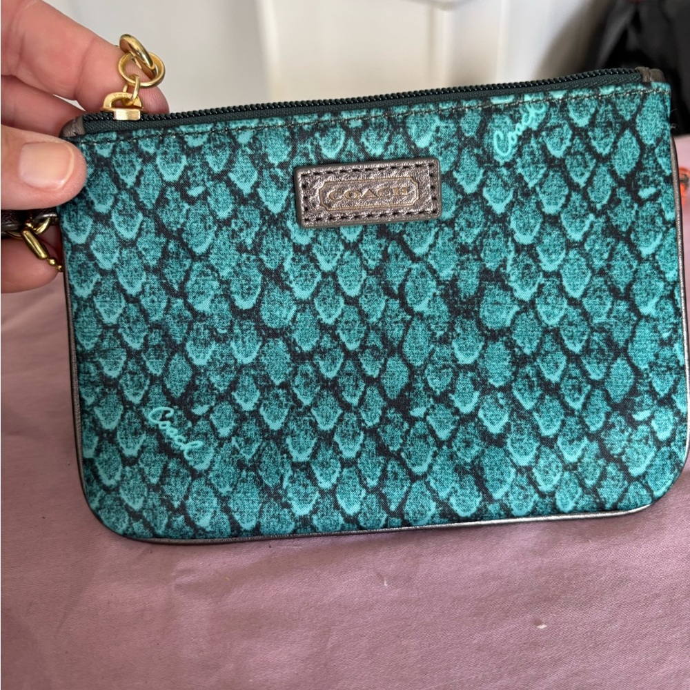 Coach Turquoise Patterned Clutch